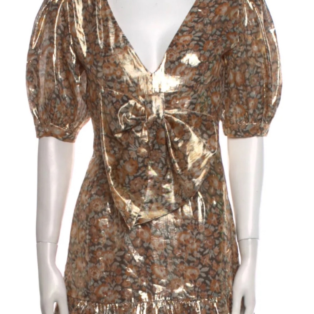 LoveShackFancy Tan Patterned Mini Dress